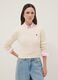 White pure cotton regular fit pullover with cable knit design_2