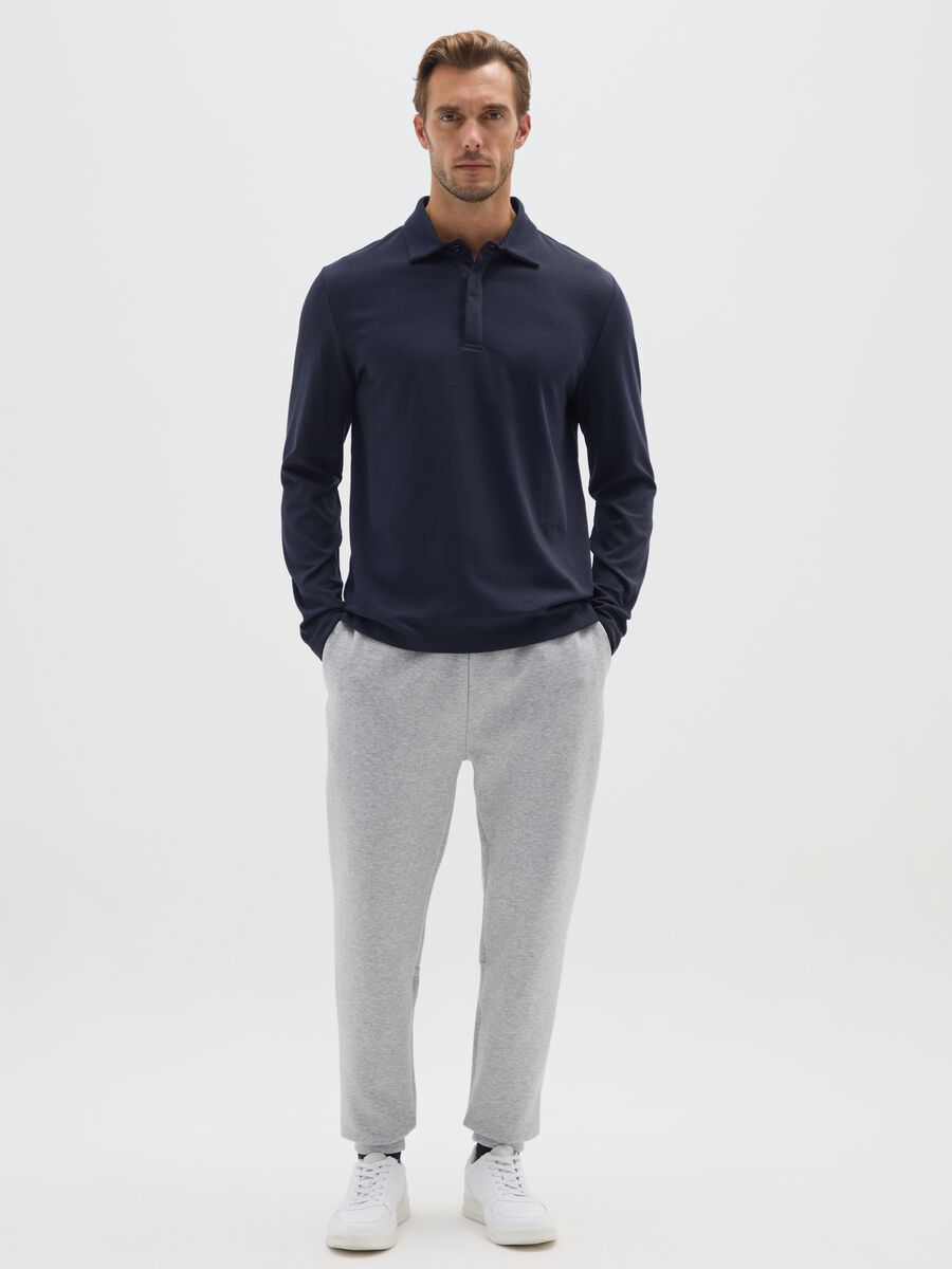 Polo in misto cotone blu regular fit_1