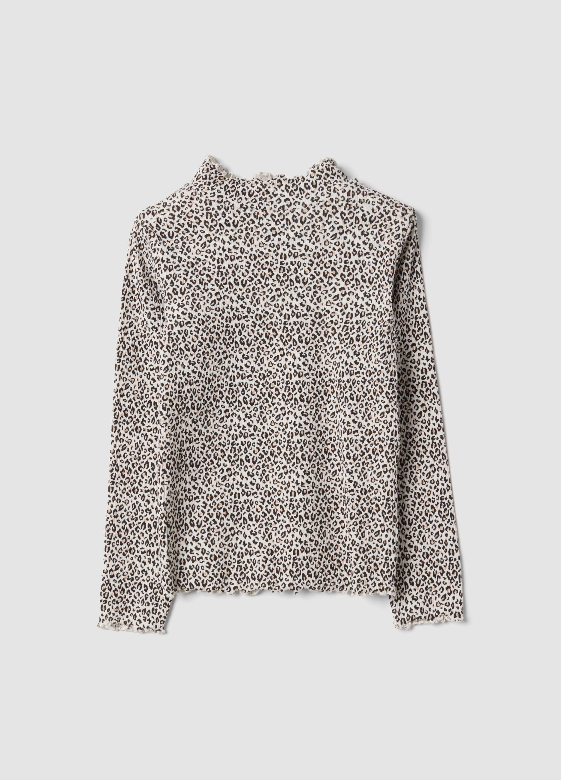 Multicolour stretch cotton T-shirt with animal print