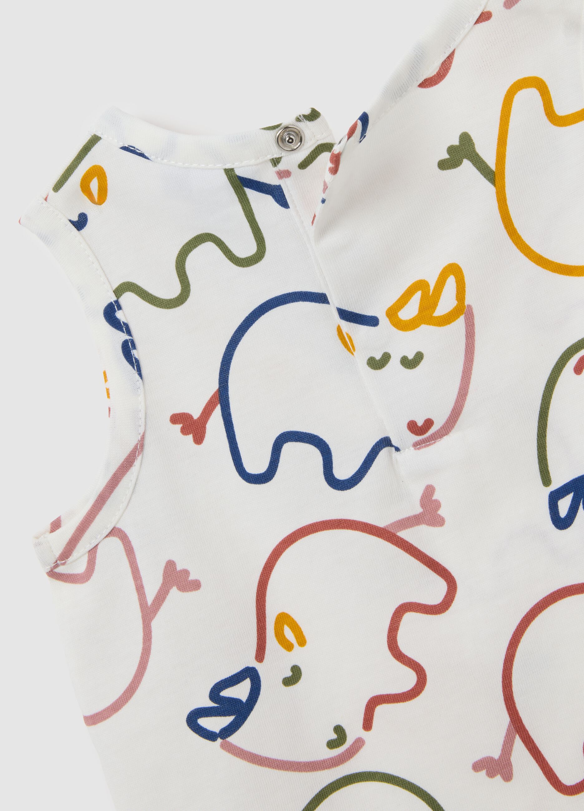 Maglietta senza maniche da bambino in puro cotone multicolor regular fit con stampa