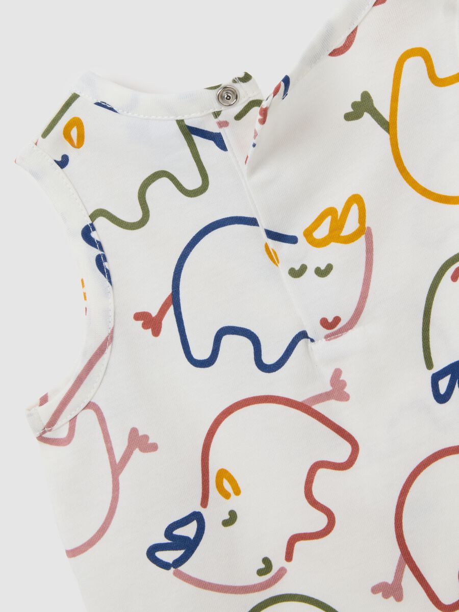 Children's sleeveless multicolour cotton T-shirt, regular fit with print_3
