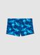 Blue stretch swim shorts with shark print_1