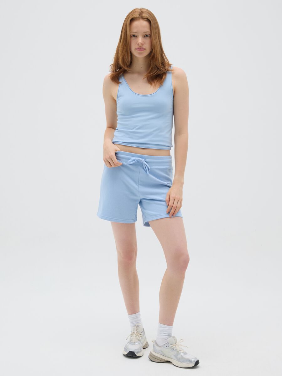 Blue stretch cotton women's tank top regular fit_1