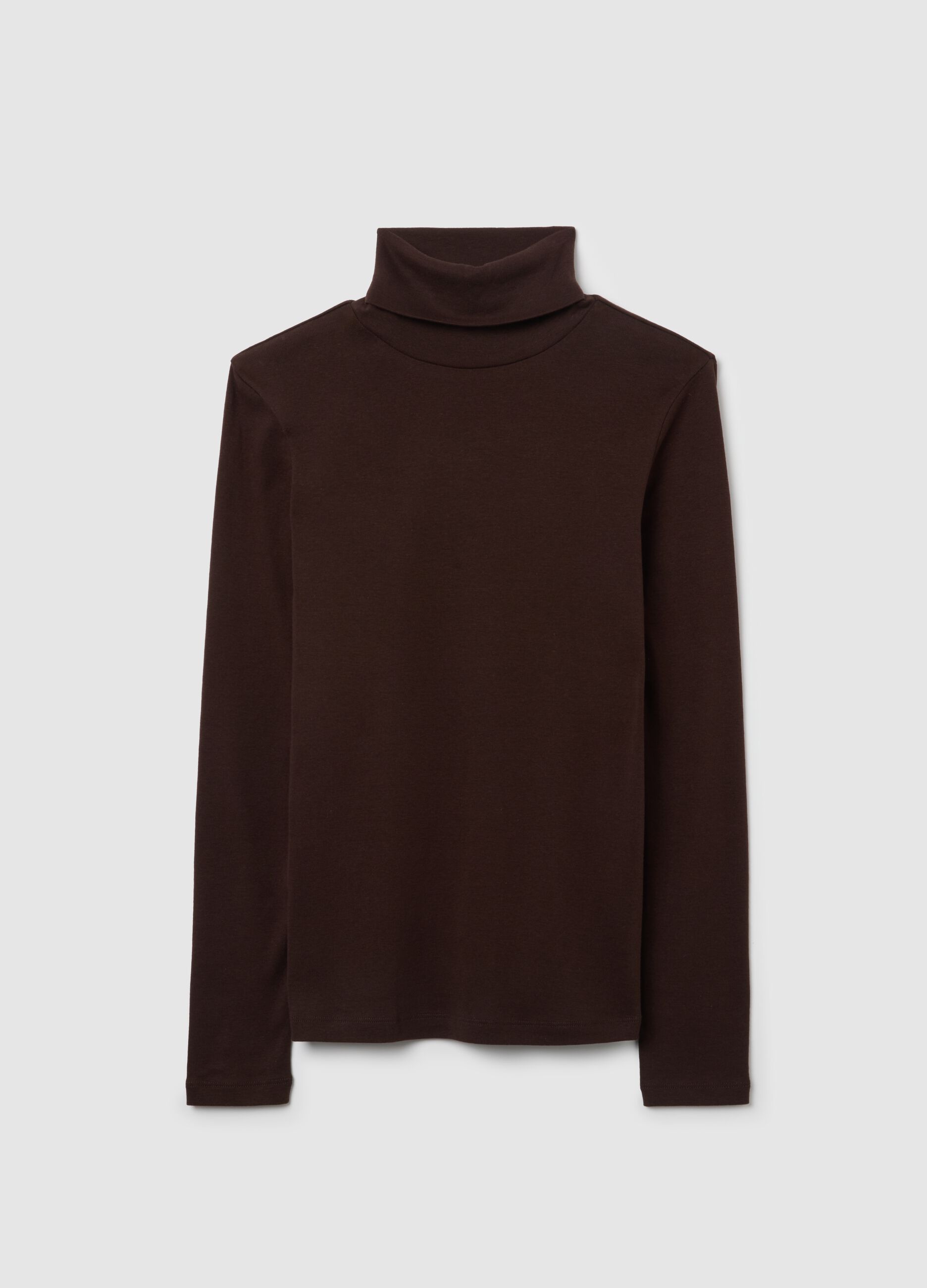 Brown cotton blend turtleneck regular fit