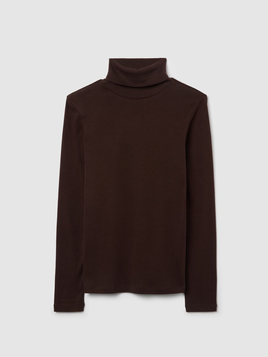 Brown cotton blend turtleneck regular fit_0