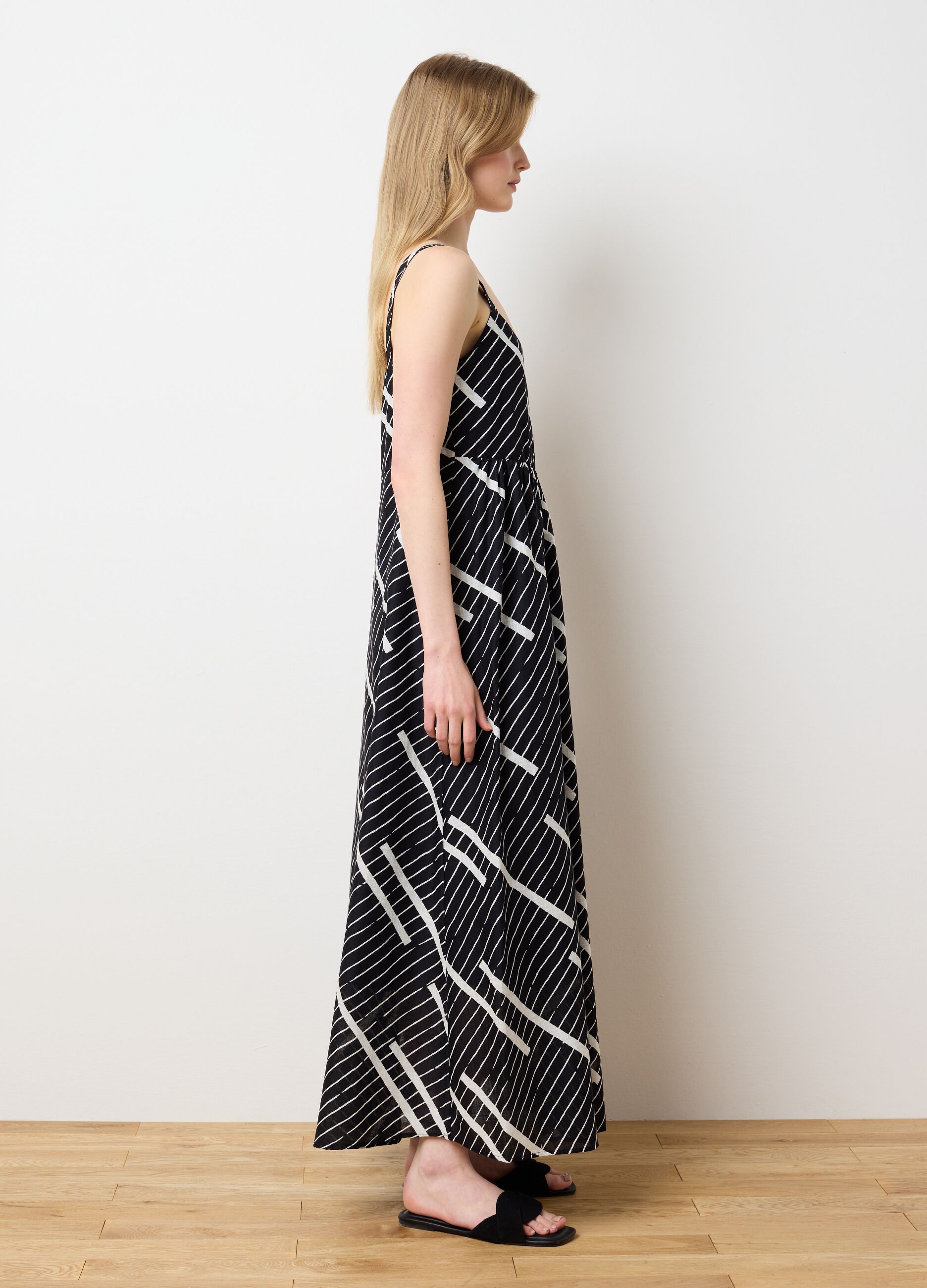 Women's long dress in pure multicoloured cotton, oversize