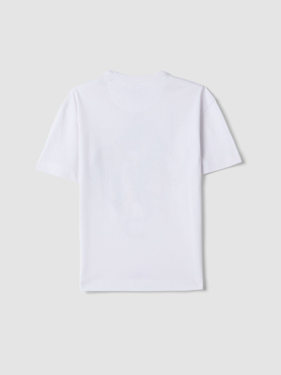 T-shirt in puro cotone bianca oversize fit con drago e tigre_4