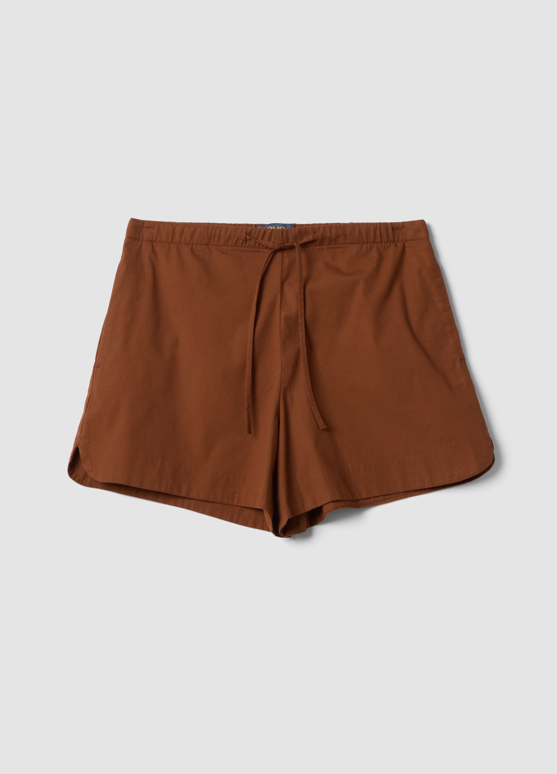 Shorts marroni in cotone elasticizzato regular fit