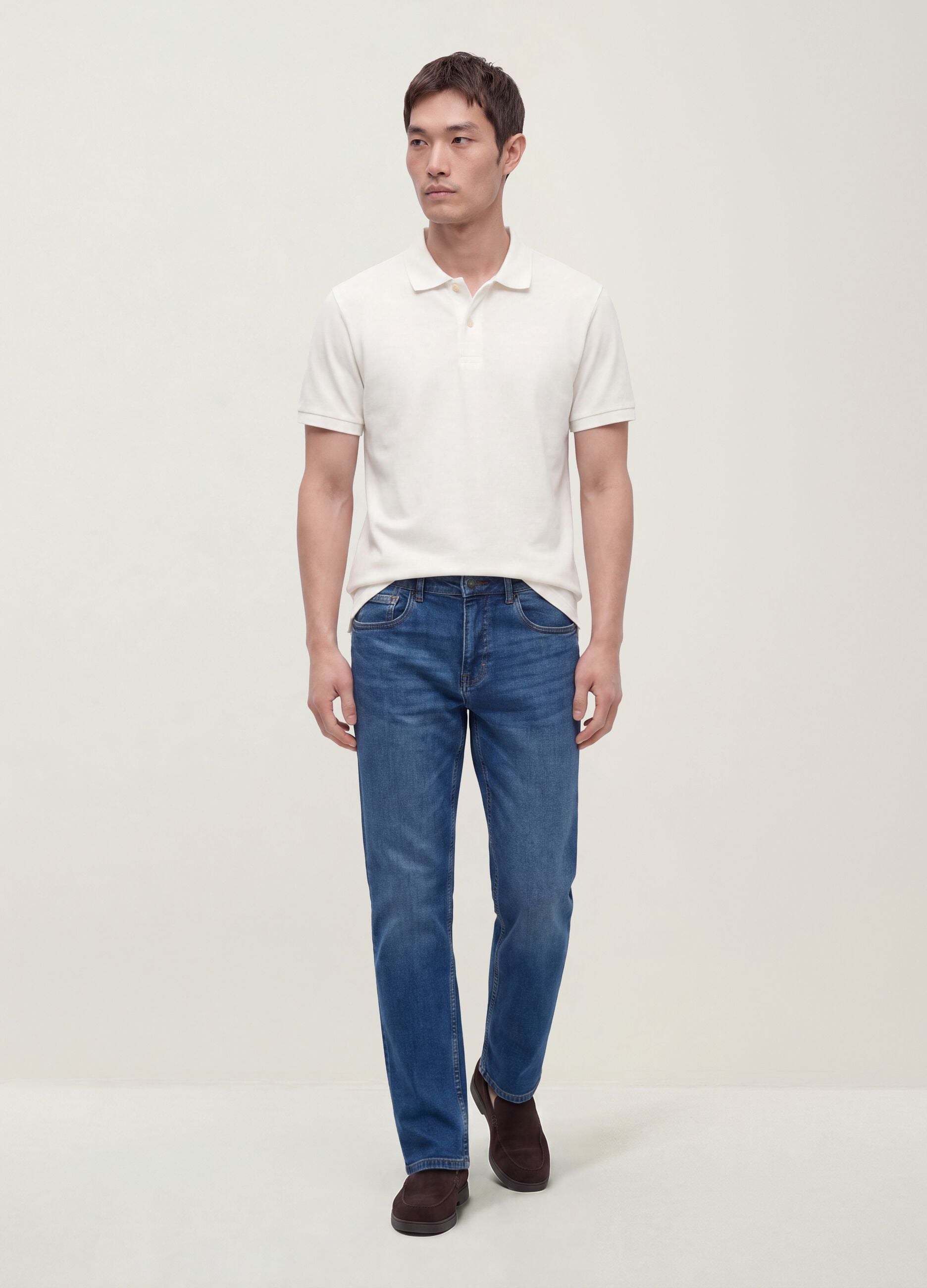 Blue comfort-fit stretch cotton jeans