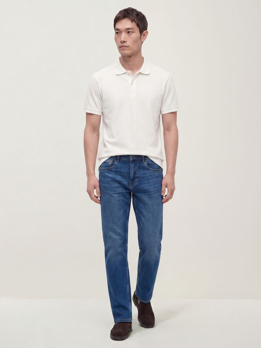 Blue stretch-cotton comfort-fit jeans_0