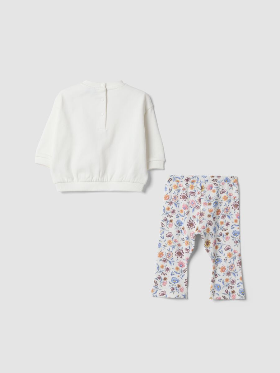 White organic cotton set with floral print_1