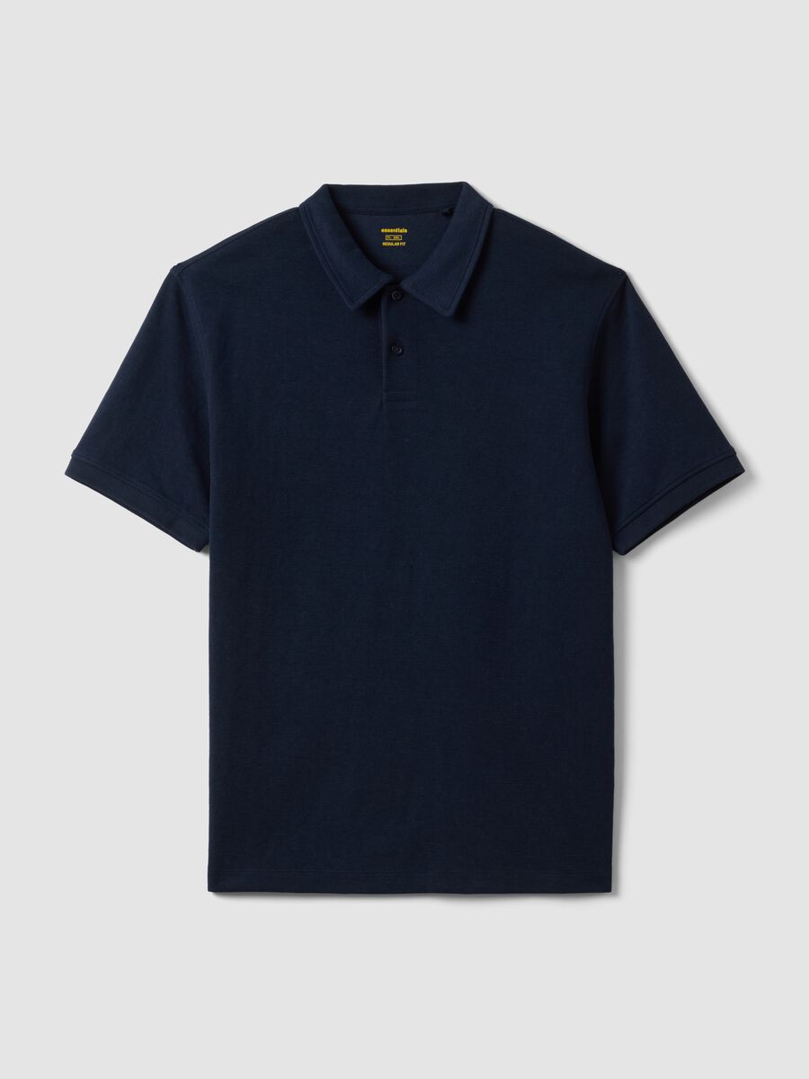 Regular fit blue stretch cotton polo_4