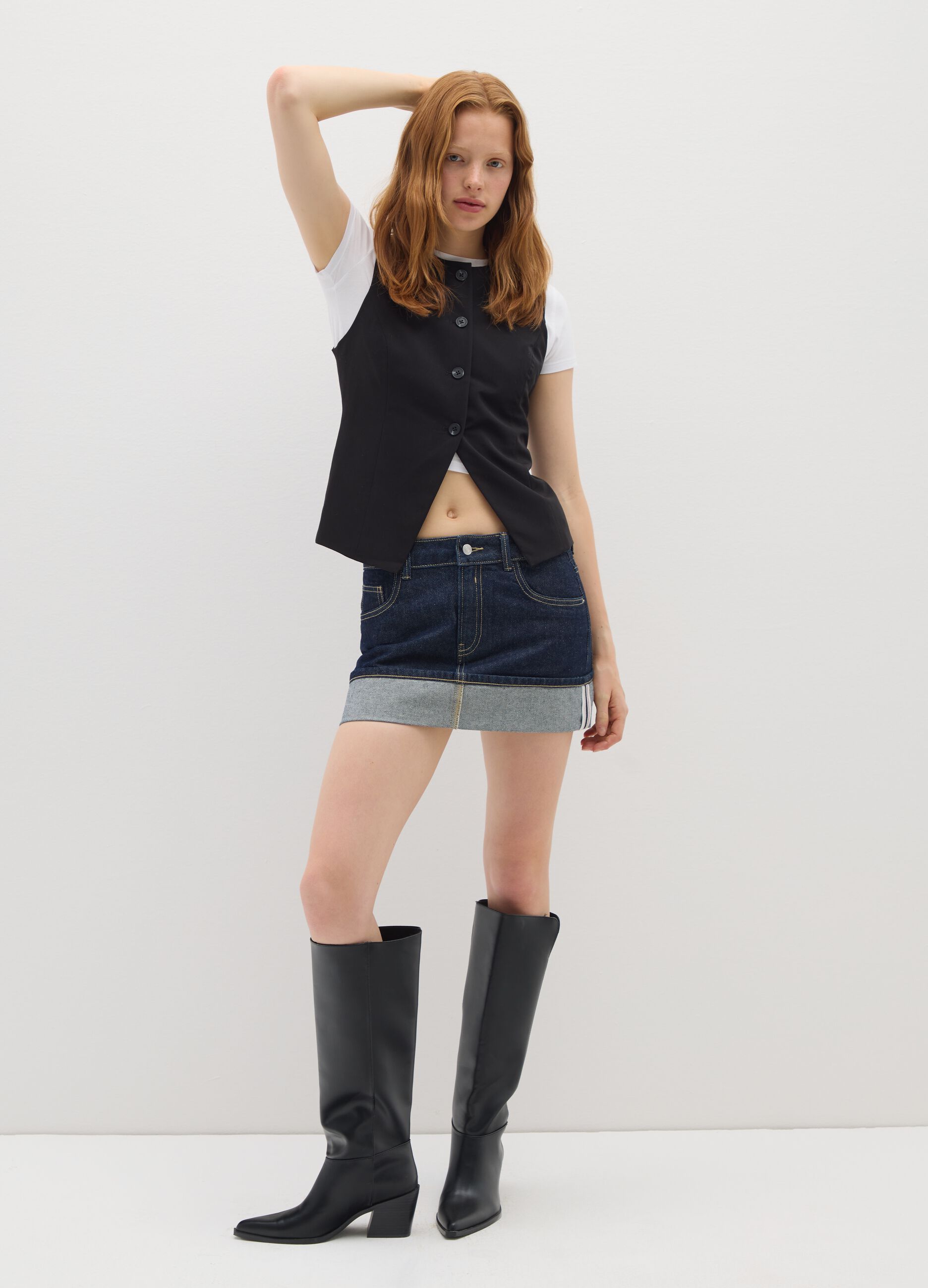 Gilet in tessuto elasticizzato nero