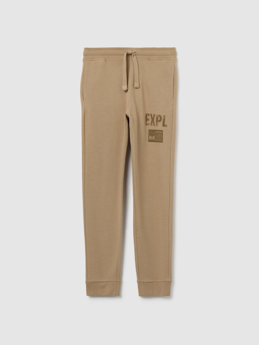 Boys' regular fit beige cotton joggers_0