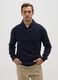 Maglione blu con collo a scialle regular fit_1