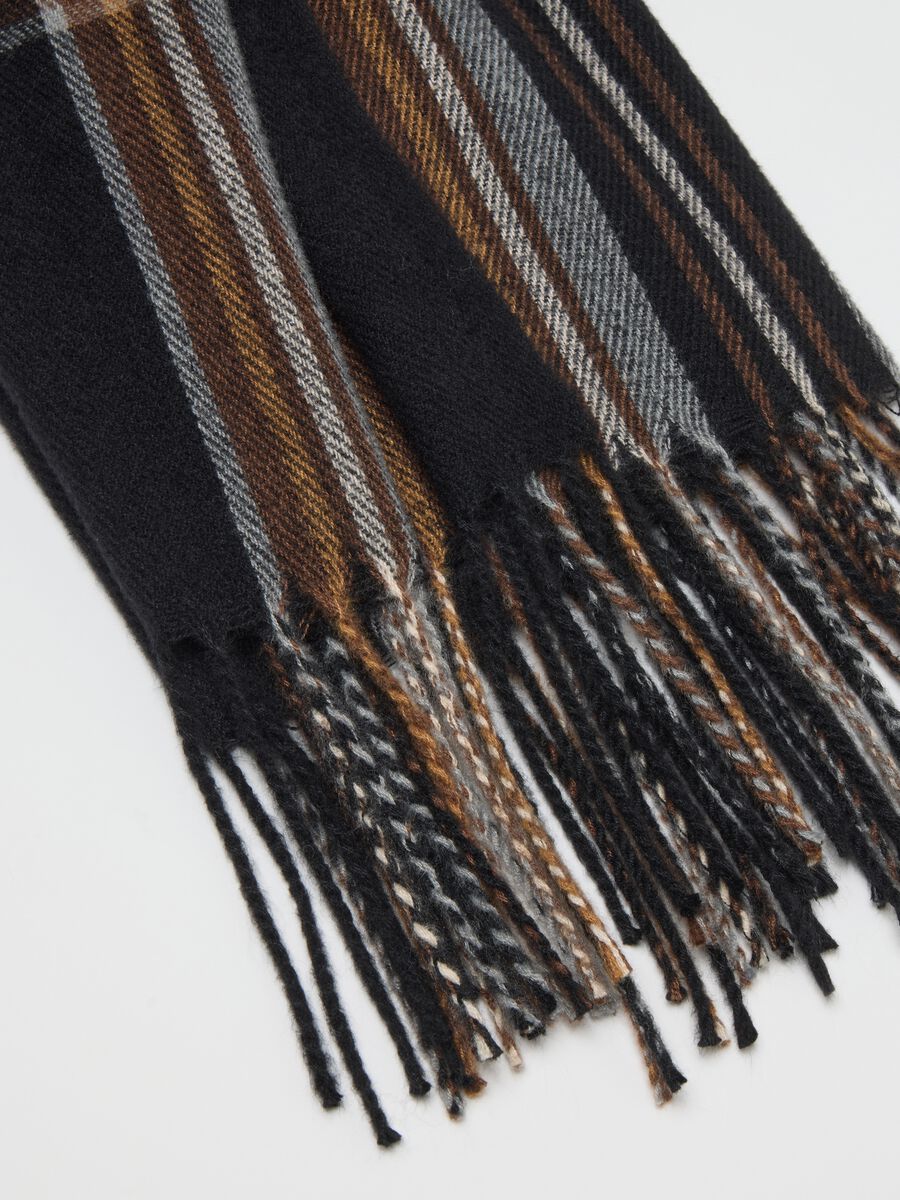 Brown mixed fabric scarf_1