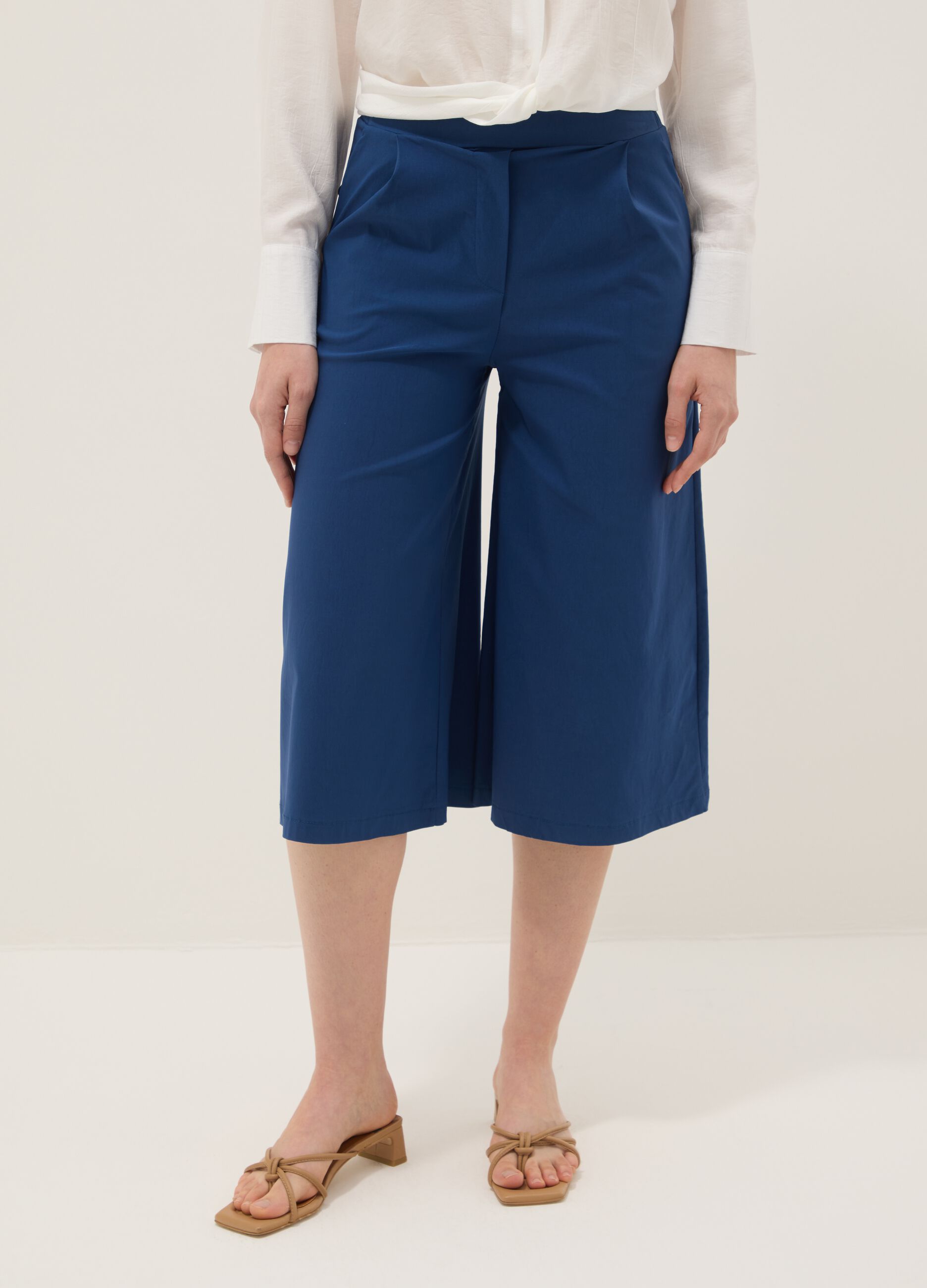 Blue regular fit viscose blend jogger trousers