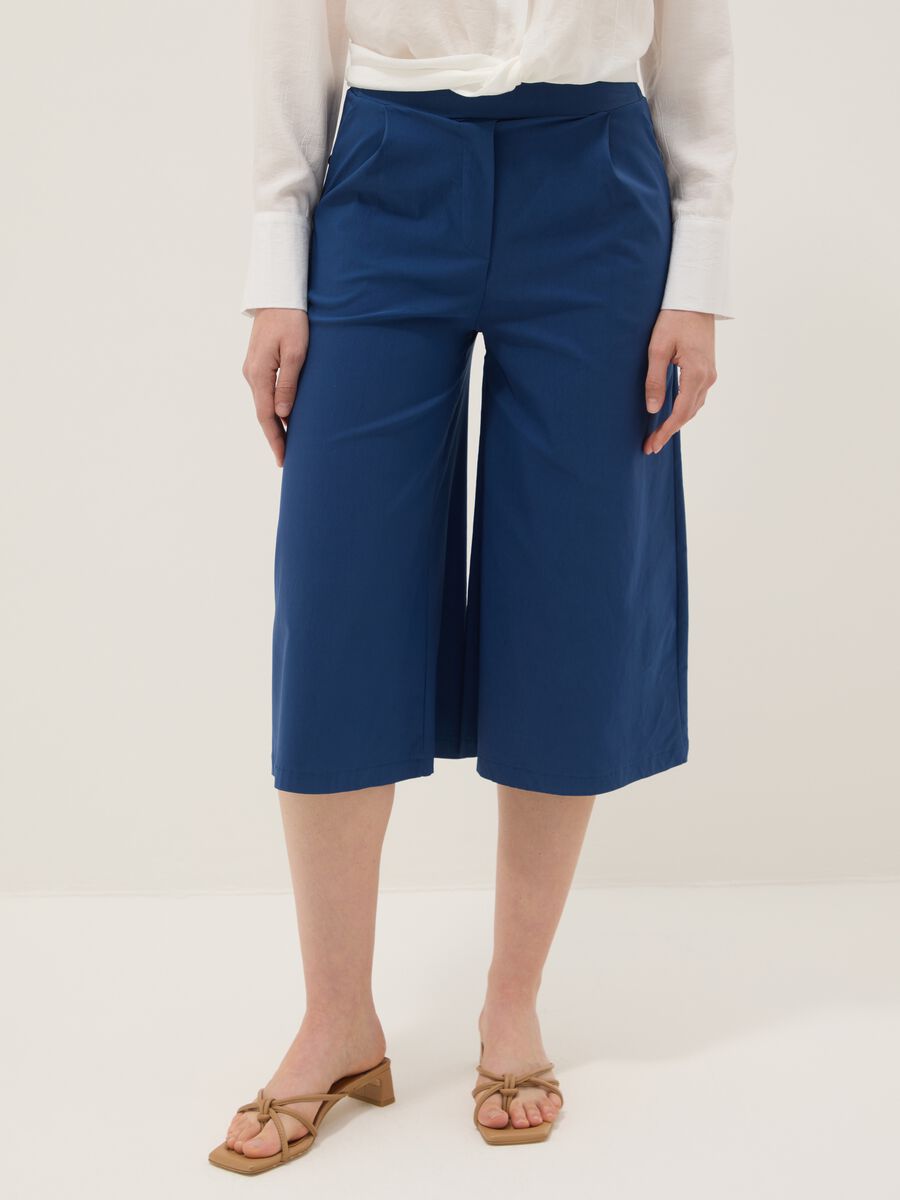 Pantaloni jogger in misto viscosa elasticizzata blu regular fit_1