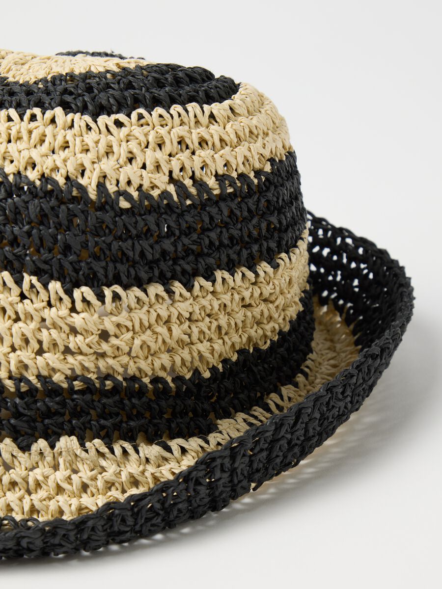 Striped Hat in Plomb Paper Fabric_2