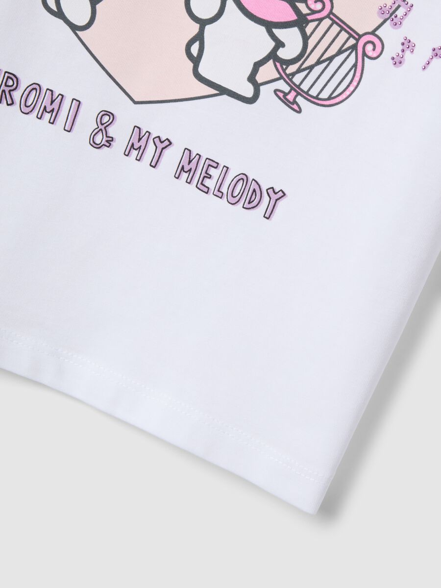 Girls' Stretch Cotton White T-shirt with Kuromi_2