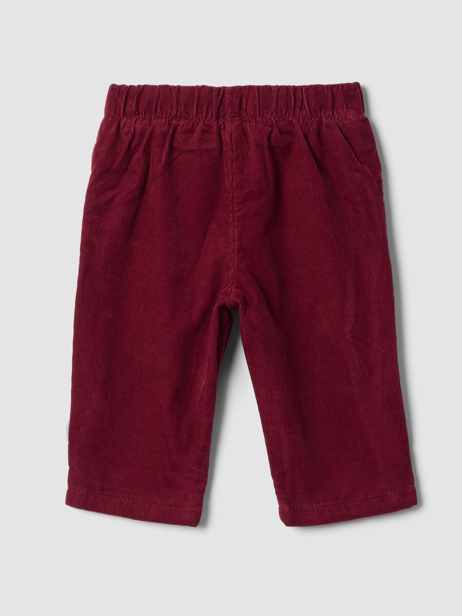 Pantaloni rosa in puro cotone con vita elasticizzata_1