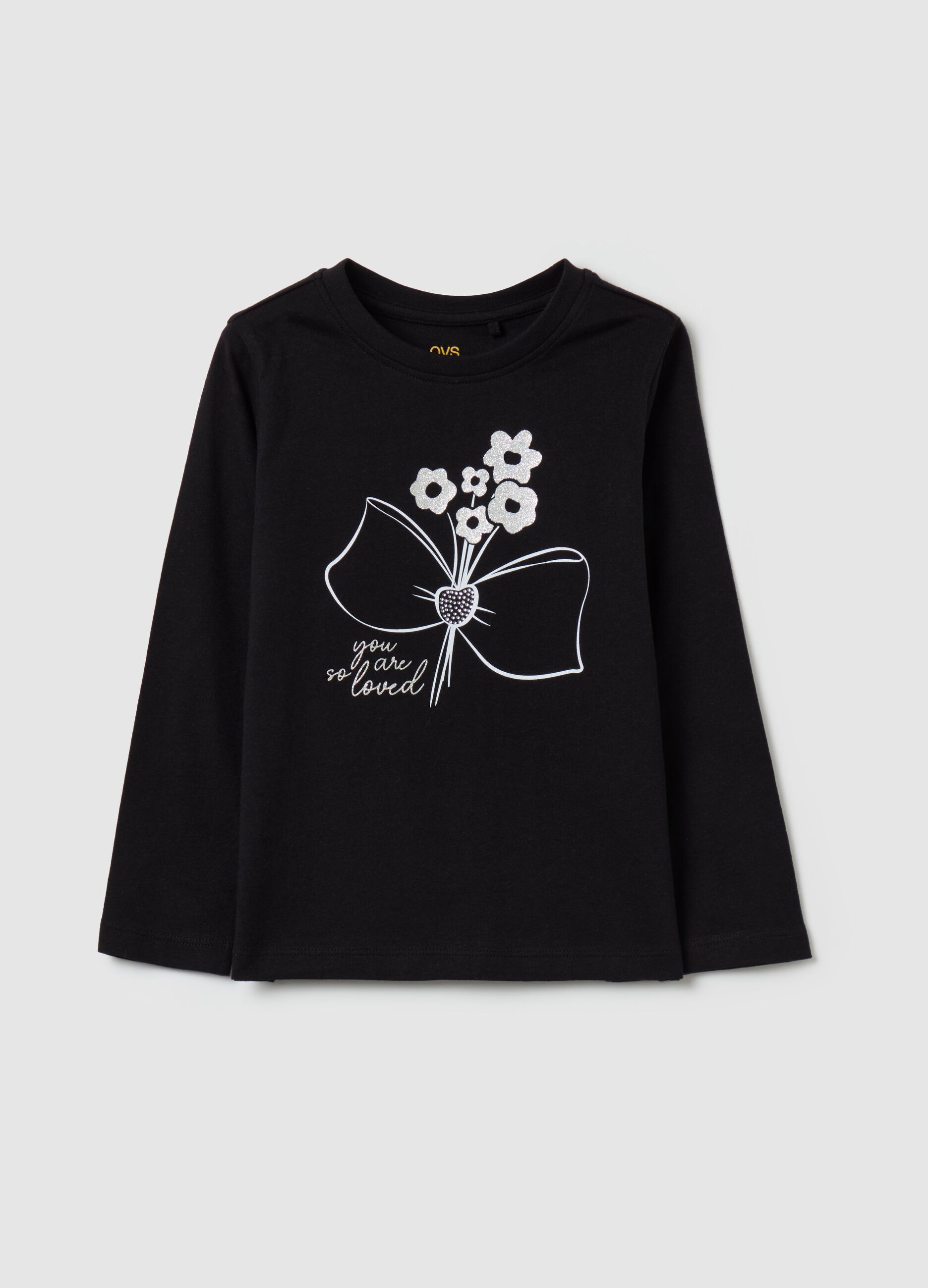 T Shirt a Maniche Lunghe Bambina Nero OVS