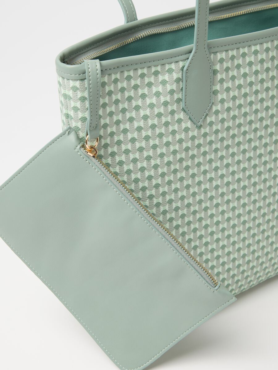 Green tote bag with geometric motif_2