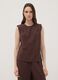Blusa marrone smanicata con texture pliss&eacute; regular fit_2