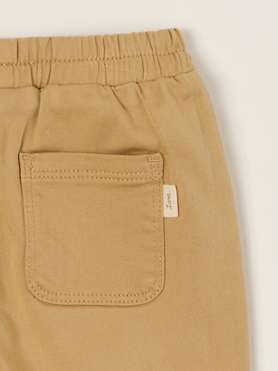 Beige stretch cotton and viscose baby trousers, regular fit_1