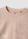 Girls&rsquo; beige pure cotton T-shirt with ruffles and rhinestones_2