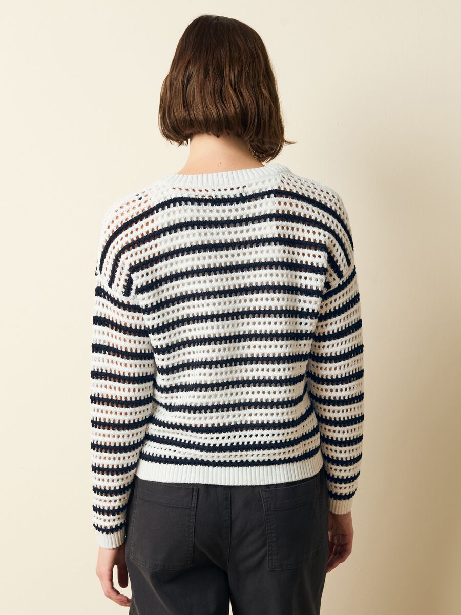 Striped pullover with openwork weave_3