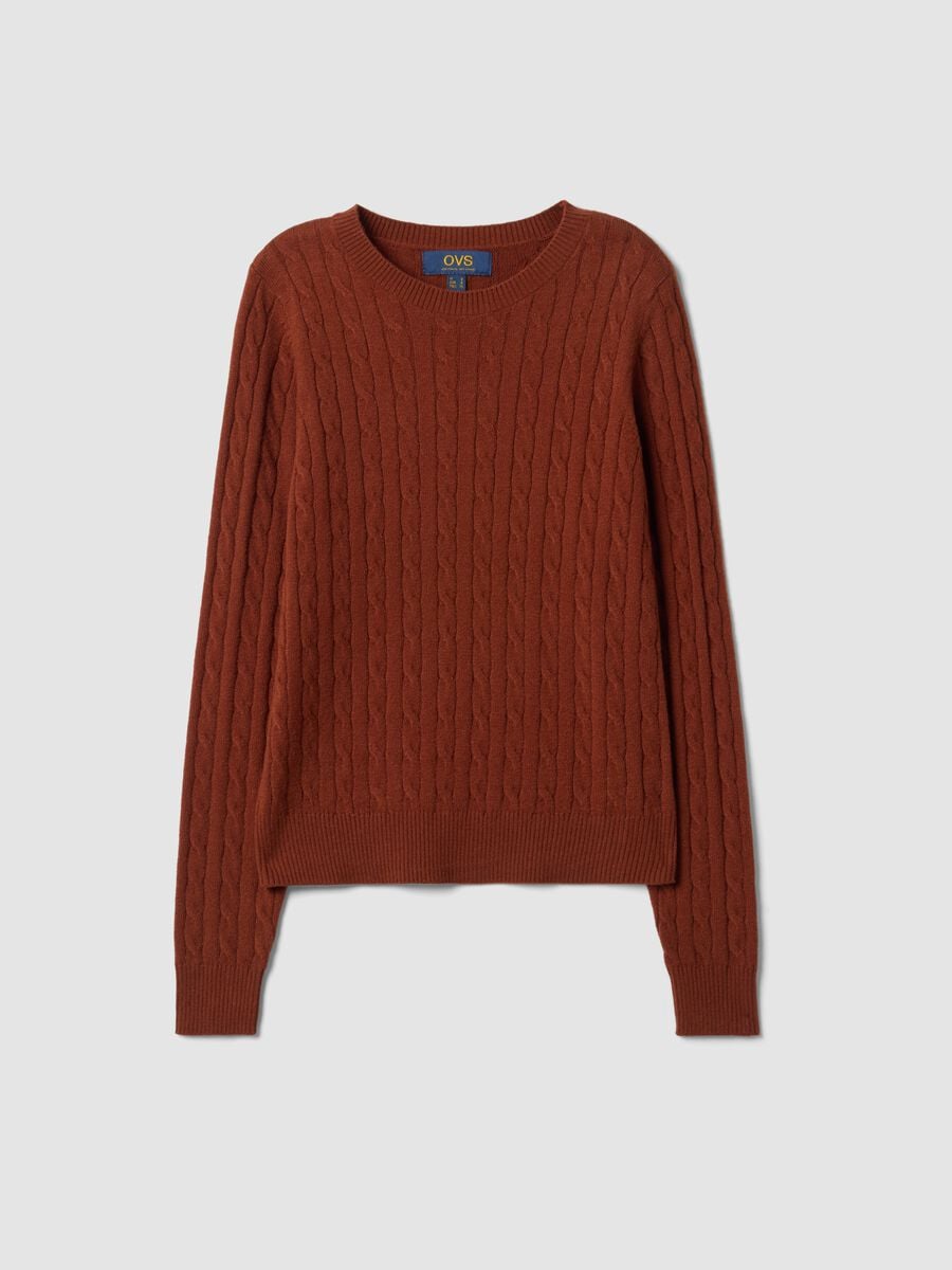 Maglia girocollo rossa a trecce regular fit_4