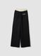 Black wide-leg cotton-blend trousers_0