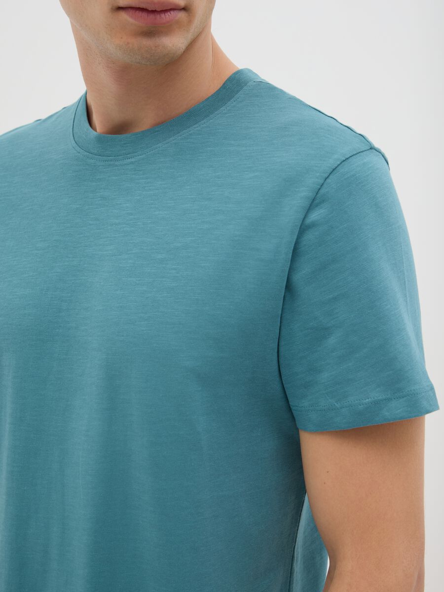 Men's Green Crew Neck Cotton Fitted T-Shirt_2