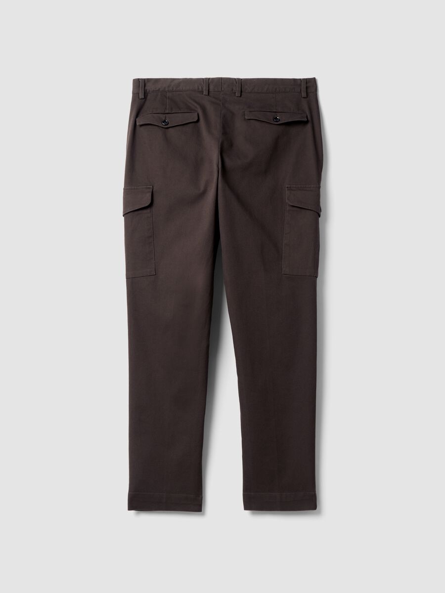 Pantaloni marroni cargo in twill di cotone elasticizzato comfort fit_6