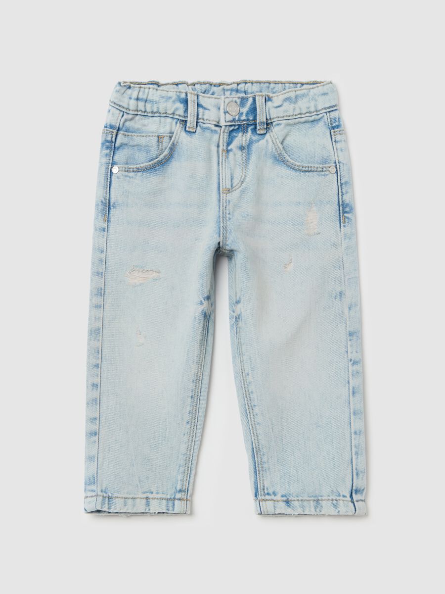 Jeans with five pockets and abrasions_0