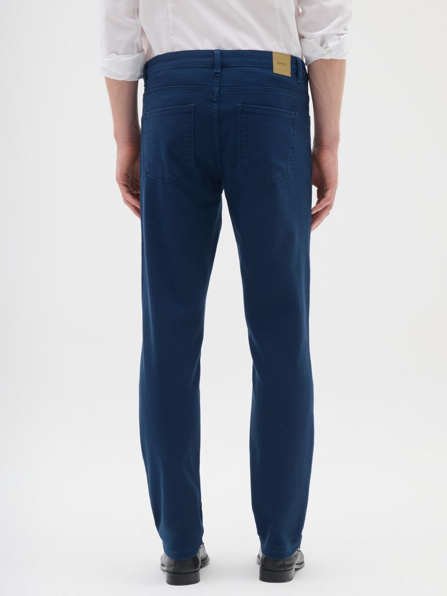 Slim fit blue stretch cotton trousers_2