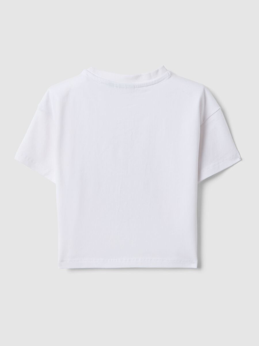 White stretch cotton girls' boxy fit Brooklyn T-shirt_1