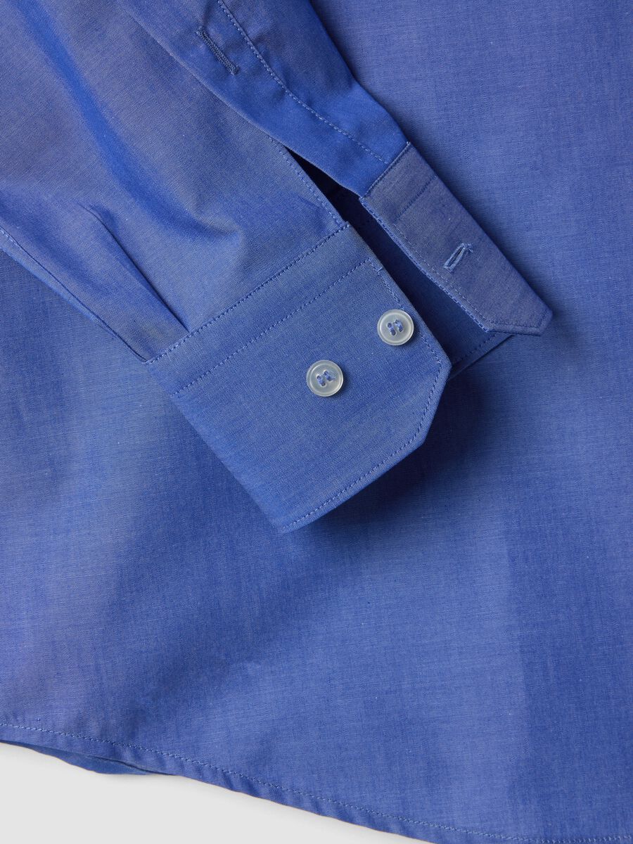 Long-sleeved blue cotton shirt, regular fit_5