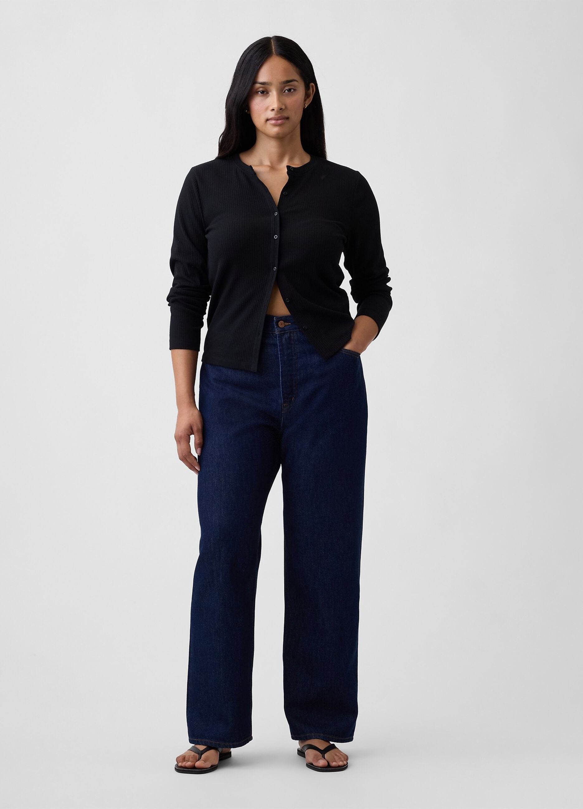 Straight-leg pure cotton denim jeans