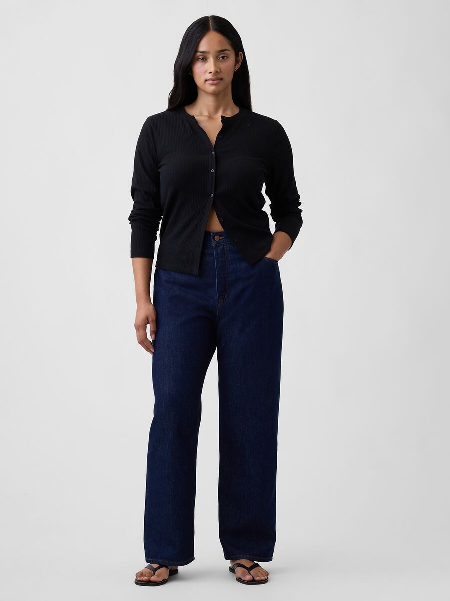 Jeans denim in puro cotone a gamba dritta_4