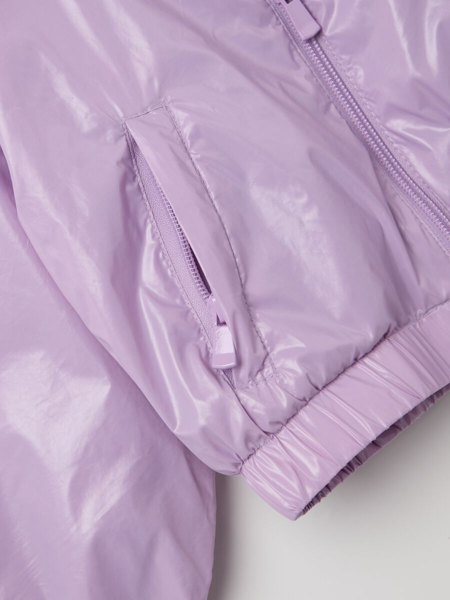 Shiny waterproof jacket with hood_3