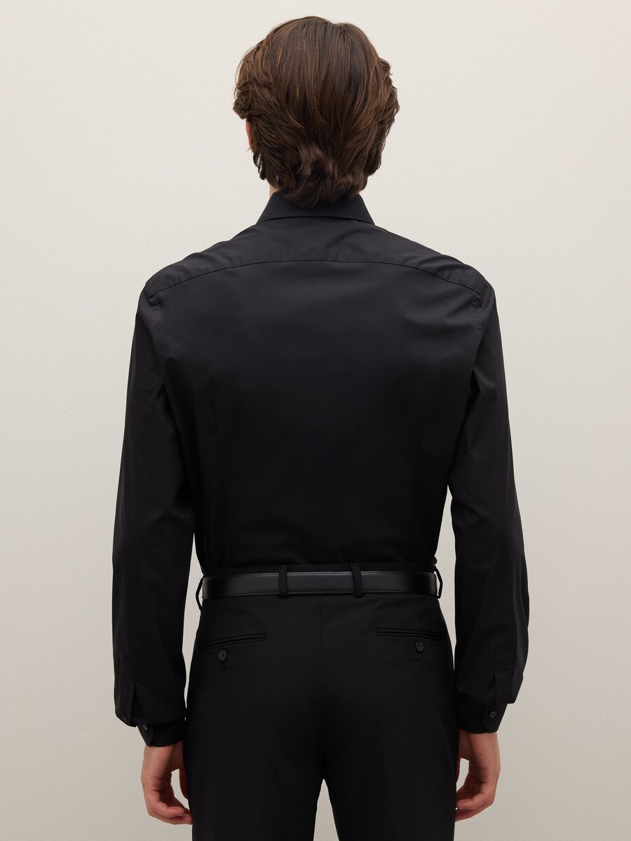 Slim fit black stretch cotton shirt_2