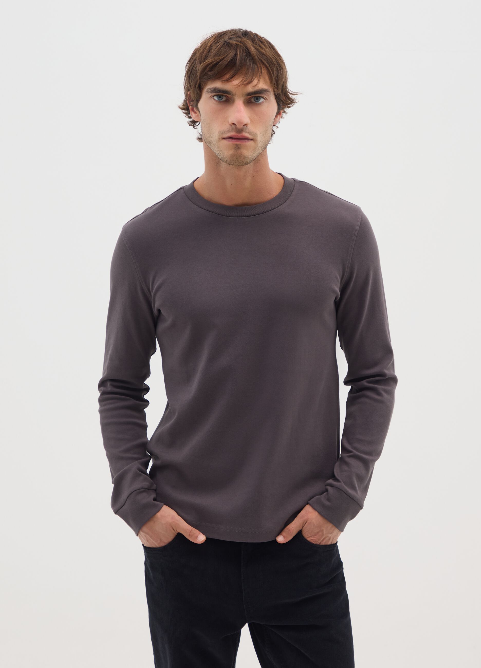 Regular fit brown pure cotton t-shirt