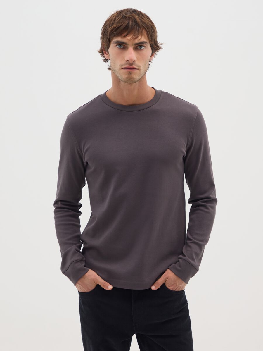 Regular fit brown pure cotton t-shirt_0