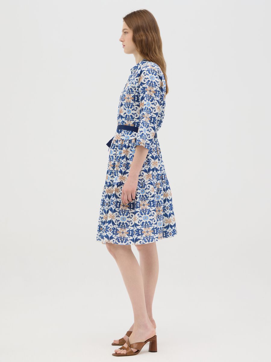 Women's midi dress in multicolor stretch cotton, regular fit_1