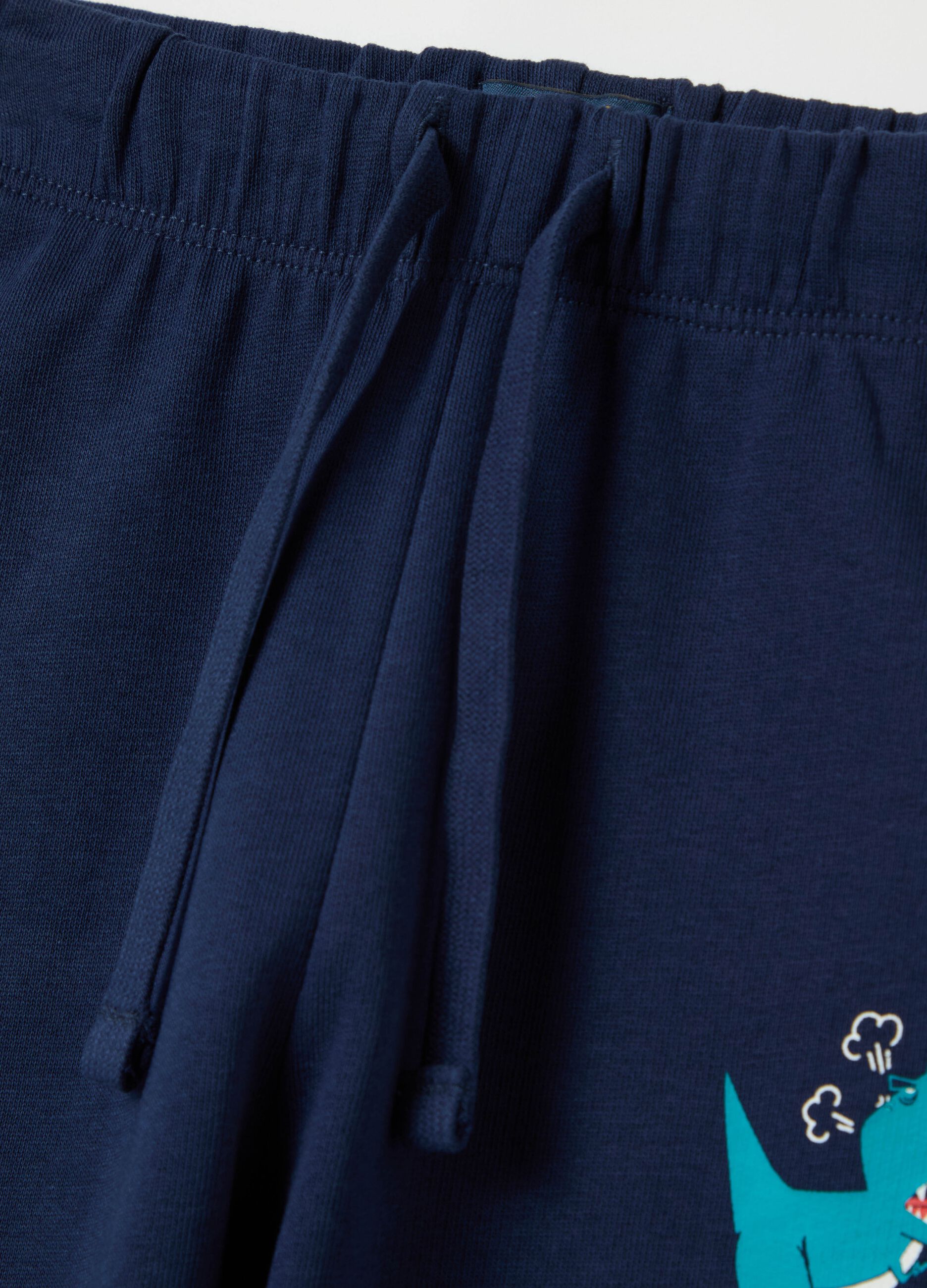 Joggers in French Terry con coulisse e stampa 