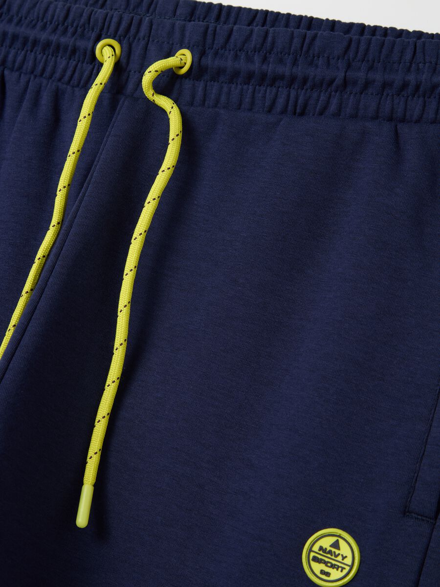 Blue joggers in fleece with logo_5
