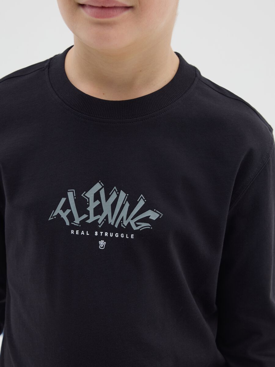 Boys' oversized pure cotton black T-shirt_2