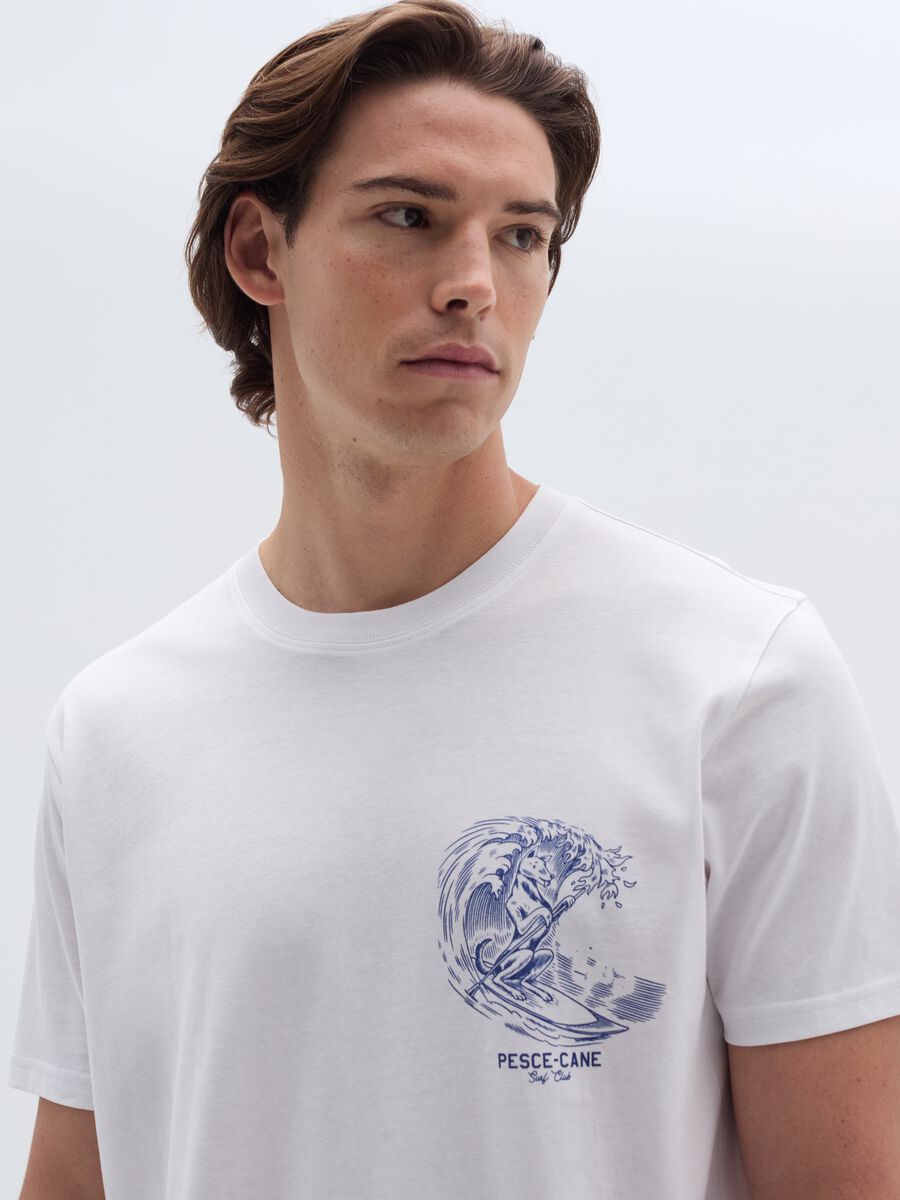 Cotton T-shirt with surf motif print_1